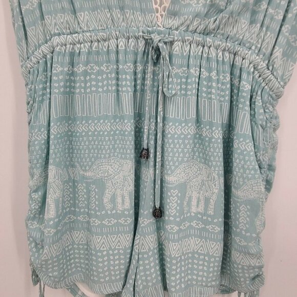 New Minkpink Getaway Drawstring Playsuit Womens M Aqua Romper V Neck - Picture 4 of 7